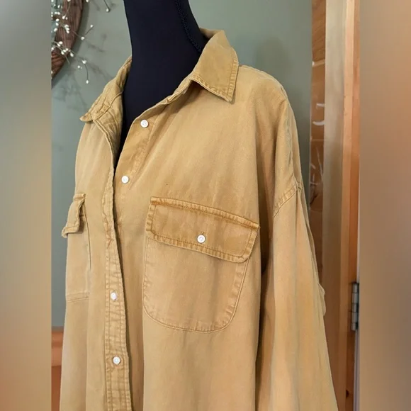 Aerie Mustard Button Down Shirt size M (oversized). - Picture 2 of 13